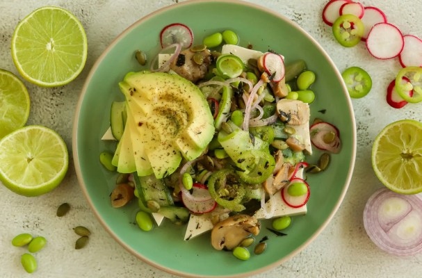 Cucumber & Mushroom Ceviche Salad